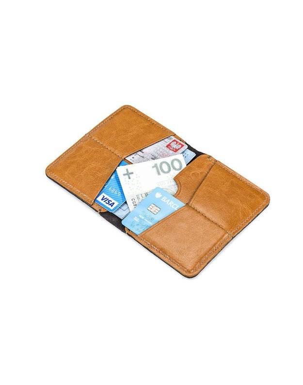 Plāns ādas vīriešu maks SOLIER SW10 SLIM LIGHT BROWN