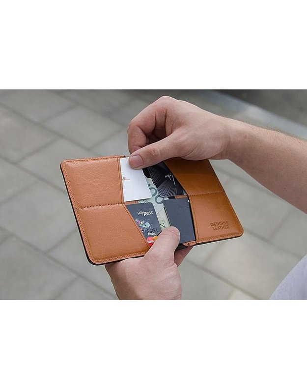 Plāns ādas vīriešu maks SOLIER SW10 SLIM LIGHT BROWN