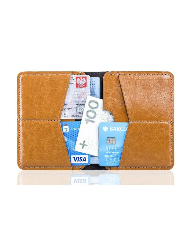 Plāns ādas vīriešu maks SOLIER SW10 SLIM LIGHT BROWN