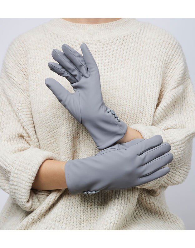 Sieviešu pelēki termo cimdi ar skārienjutīgu ekrānu un sildošu TM21 Sieviešu pelēki termo cimdi ar skārienjutīgu ekrānu un sildošu TM21