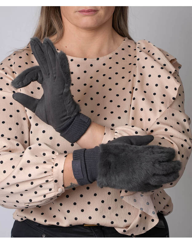 Moteriškos Pilkos Pirštinės Su Pašiltinimu Liečiamam Ekranui MB354