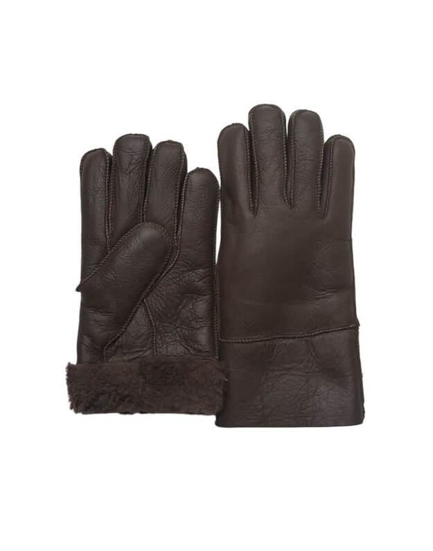 Men's Brown Warm Fur Gloves VK77
