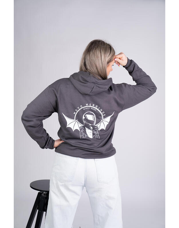 Megztinis su gobtuvu, oversize, pilkas MM023