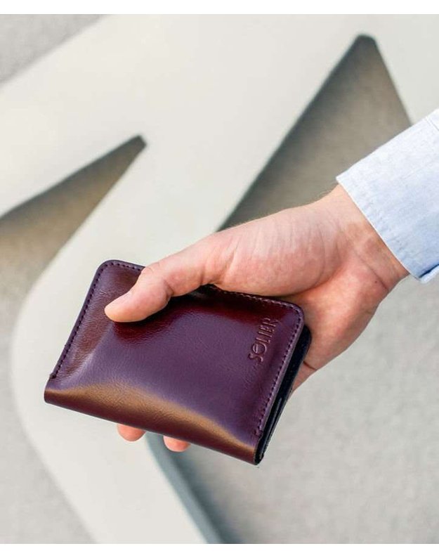 Тонкий мужской кожаный кошелек SOLIER SW10 SLIM BROWN