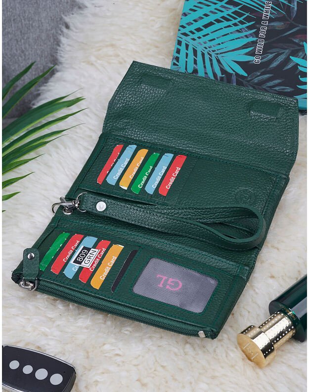 Leather Purse For Women - Green - MPN142