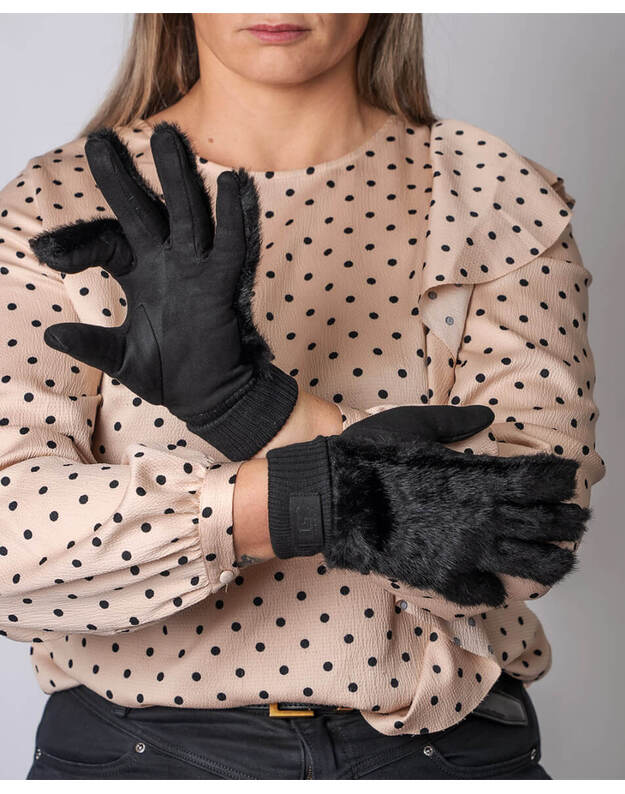 Moteriškos Juodos Pirštinės Su Pašiltinimu Liečiamam Ekranui MB355