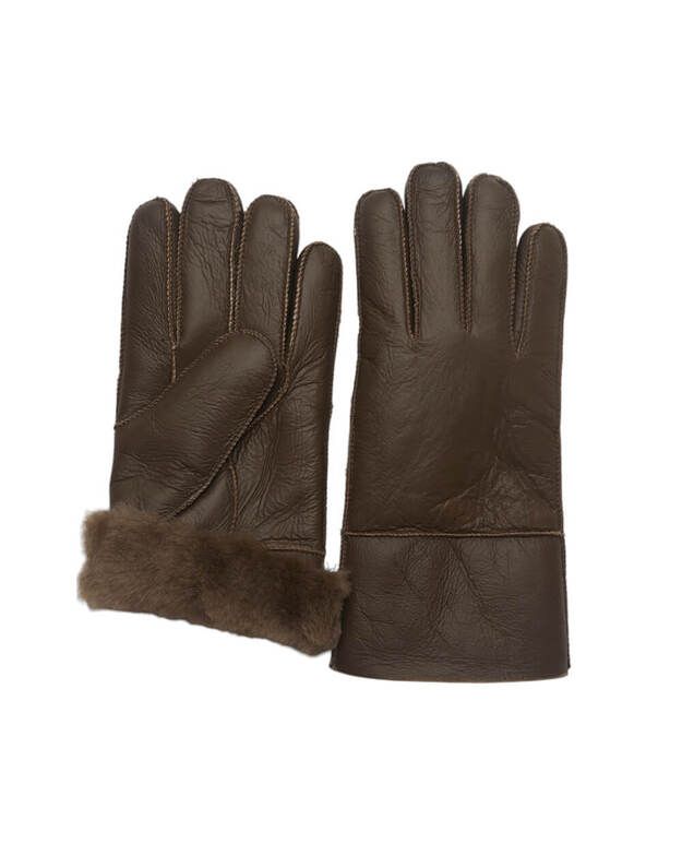 Men's Brown Warm Fur Gloves VK78