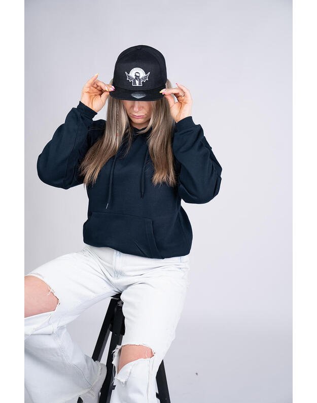 Megztinis su gobtuvu, oversize, mėlynas MM025 2