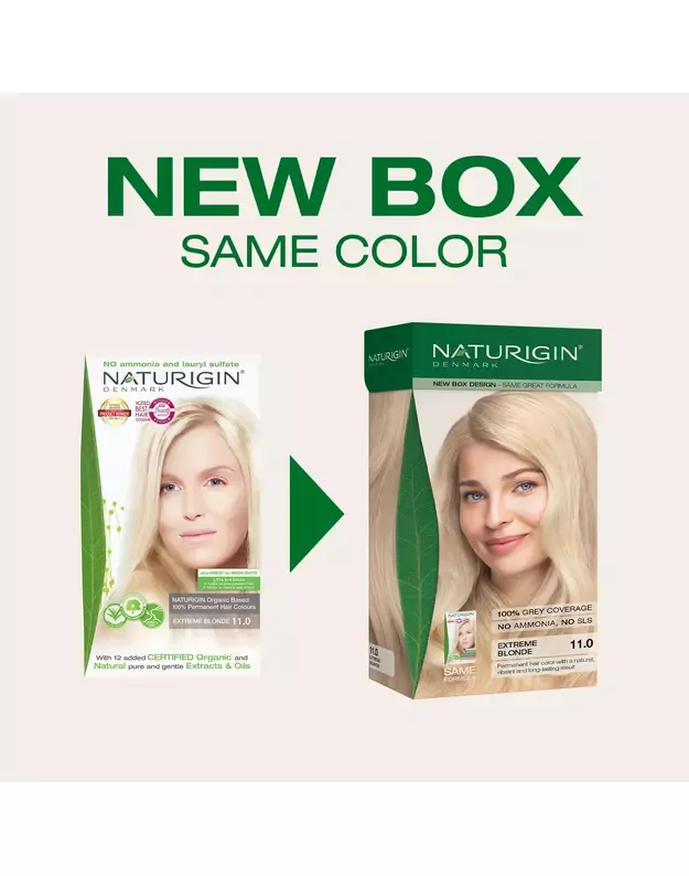 NATURIGIN® - ilgalaikiai plaukų dažai be amoniako ir be parabenų Extremw Blonde 11.0 1 NATURIGIN® - ilgalaikiai plaukų dažai be amoniako ir be parabenų Extremw Blonde 11.0 1