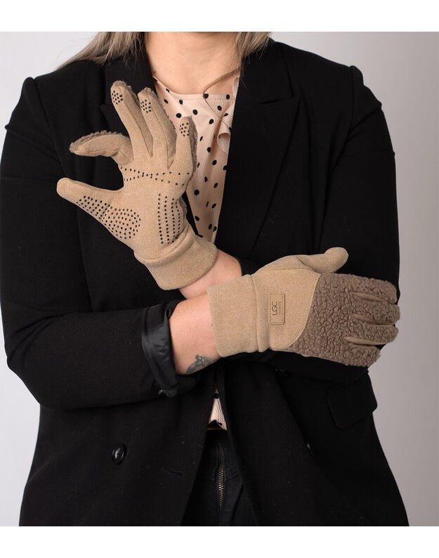 Moteriškos Smėlio Spalvos Pirštinės Su Pašiltinimu Liečiamam Ekranui MB341