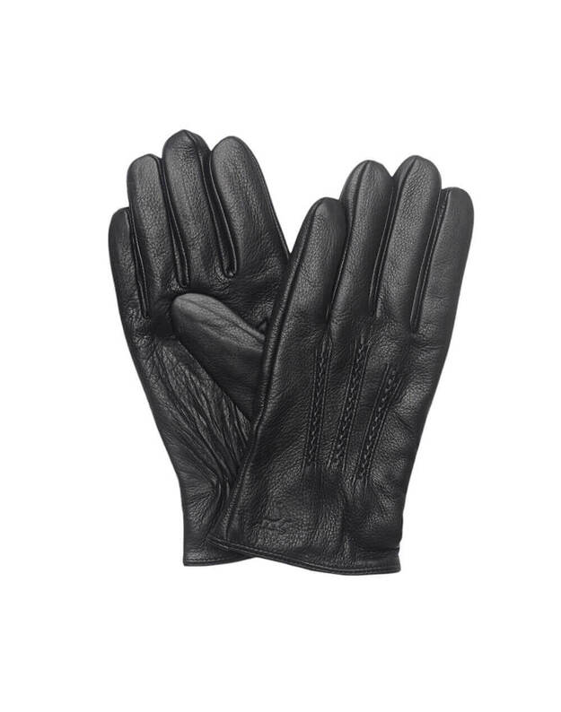 Black Deer Leather Gloves For Men With Extra Wool Layer VE12