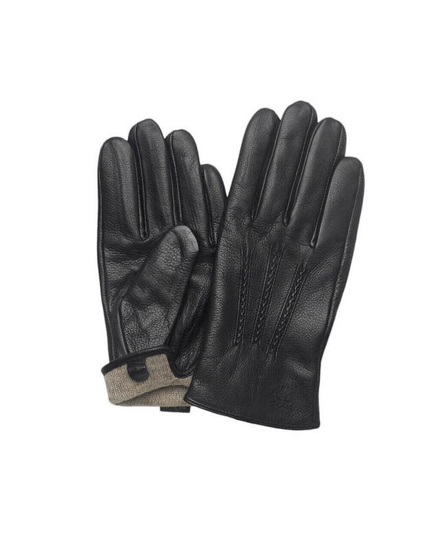 Black Deer Leather Gloves For Men With Extra Wool Layer VE12 1