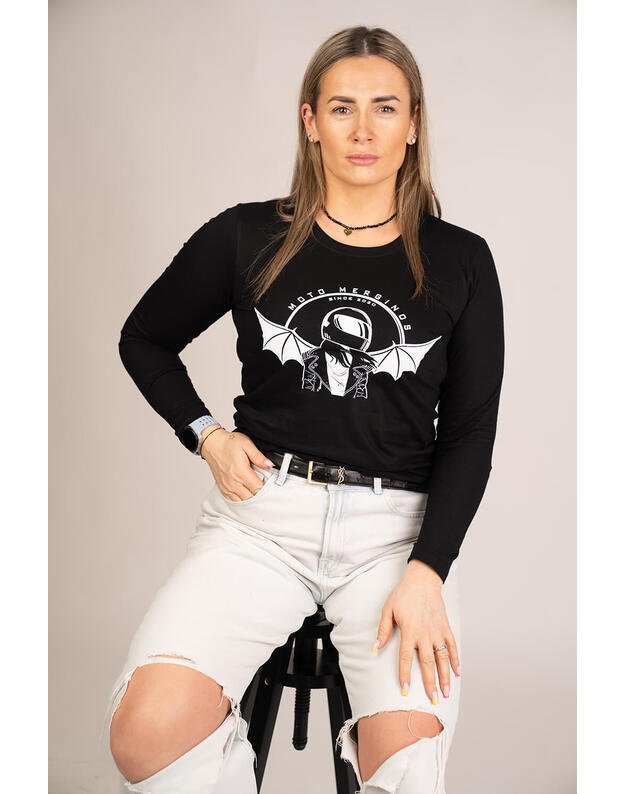 Marškinėliai ilgomis rankovėmis, moteriški, juoda MM032