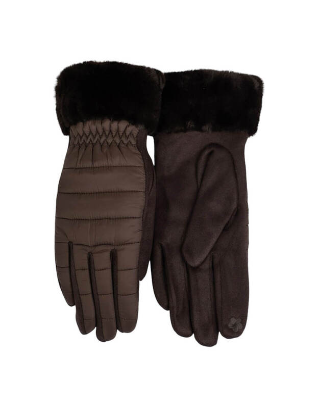 Rudos Moteriškos Pirštinės Su Pašiltinimu EK203 Rudos Moteriškos Pirštinės Su Pašiltinimu EK203