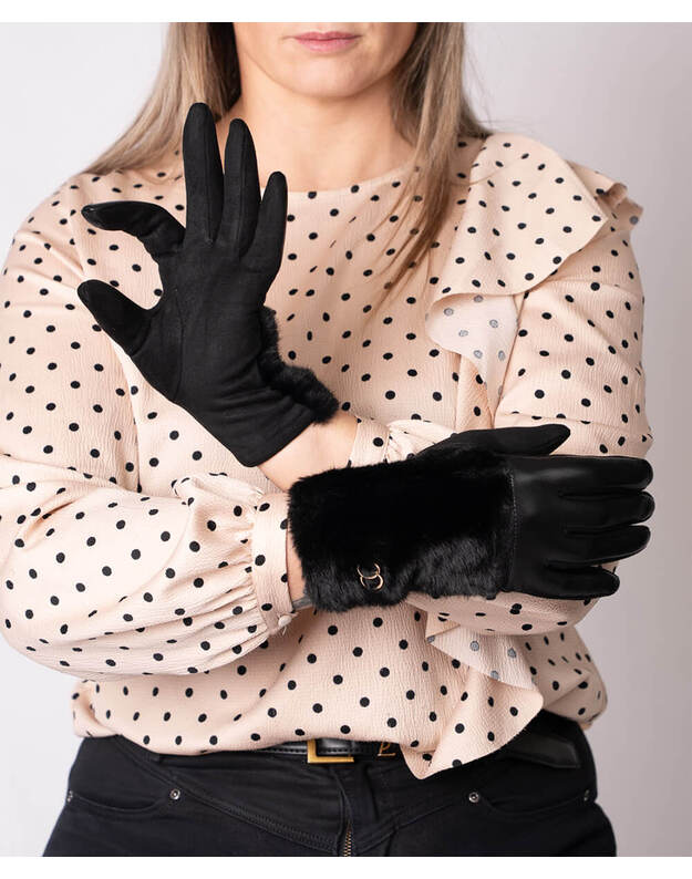 Moteriškos Juodos Pirštinės Su Pašiltinimu Liečiamam Ekranui MB323