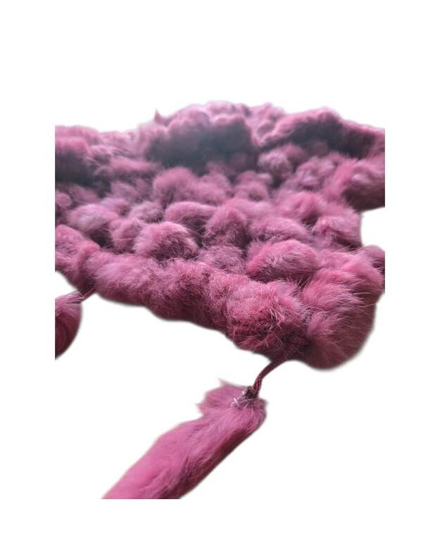 Natūralaus triušio kailio šalikas trikampio formos TRA3002 2