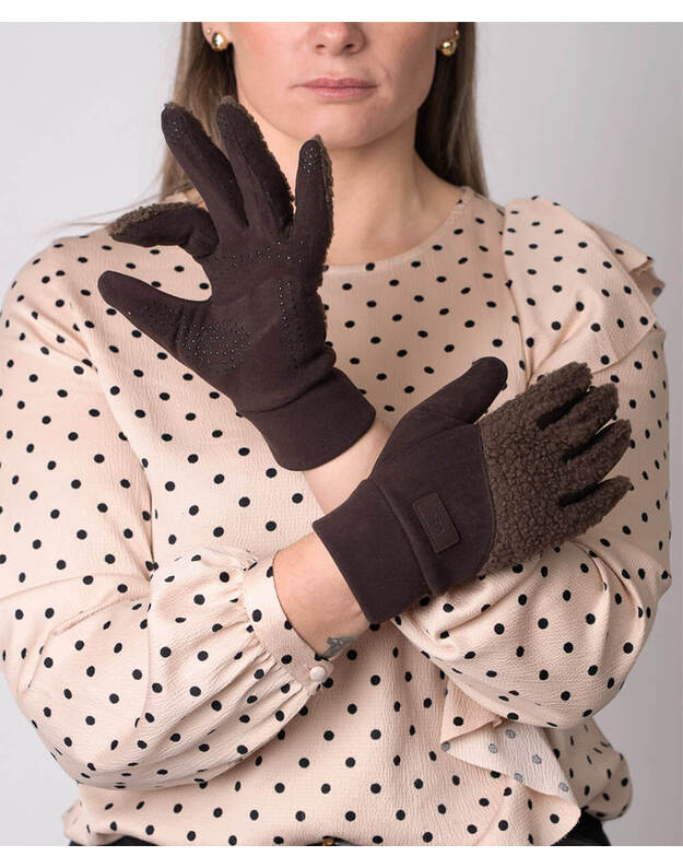 Moteriškos Rudos Pirštinės Su Pašiltinimu Liečiamam Ekranui MB342