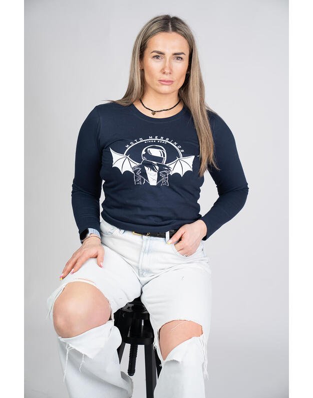 Marškinėliai ilgomis rankovėmis, moteriški, mėlyna MM033