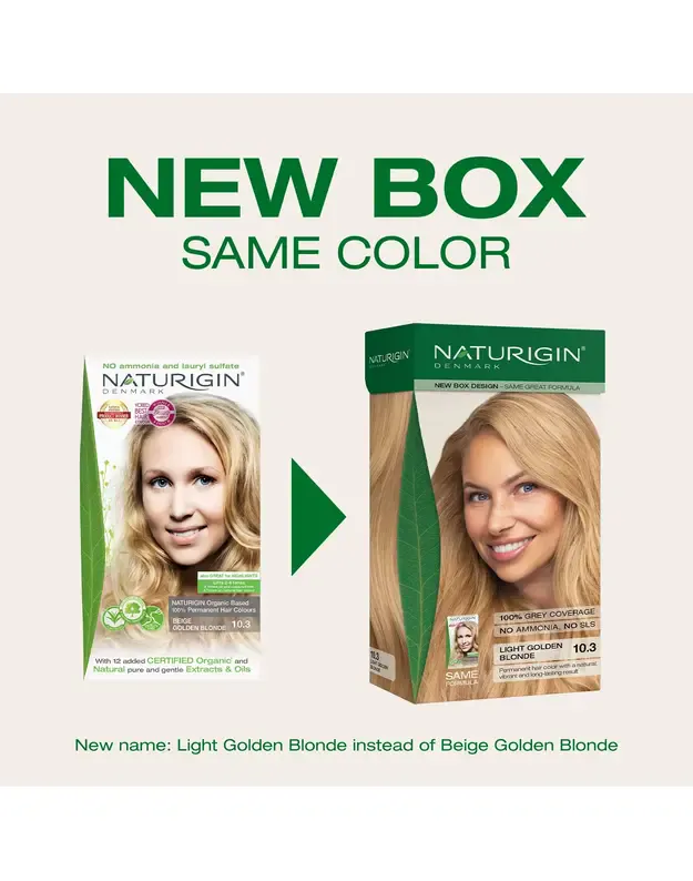 NATURIGIN® - ilgalaikiai plaukų dažai be amoniako ir be parabenų Beige Golden Blonde 10.3 1