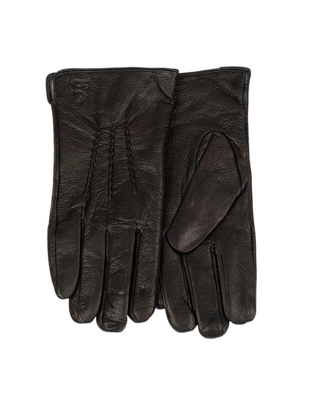 Vīriešu melni īstas govs ādas cimdi ar vilnas oderi VO59 3 Vīriešu melni īstas govs ādas cimdi ar vilnas oderi VO59 3