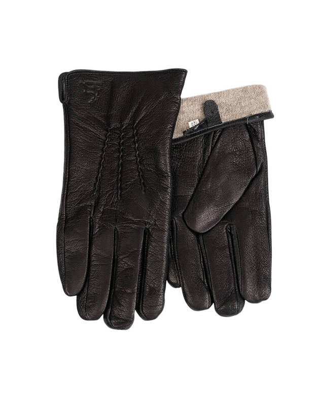 Vīriešu melni īstas govs ādas cimdi ar vilnas oderi VO59 2 Vīriešu melni īstas govs ādas cimdi ar vilnas oderi VO59 2