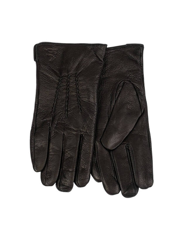 Vīriešu melni īstas govs ādas cimdi ar vilnas oderi VO59 4 Vīriešu melni īstas govs ādas cimdi ar vilnas oderi VO59 4