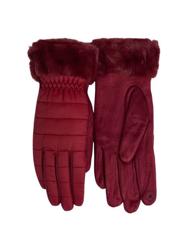 Raudonos Moteriškos Pirštinės Su Pašiltinimu EK204 Raudonos Moteriškos Pirštinės Su Pašiltinimu EK204