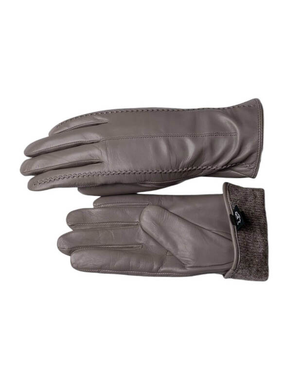 Moteriškos Pilkos Natūralios Ožkos Odos Pirštinės Su Vilnoniu Pamušalu MOVZ04 1