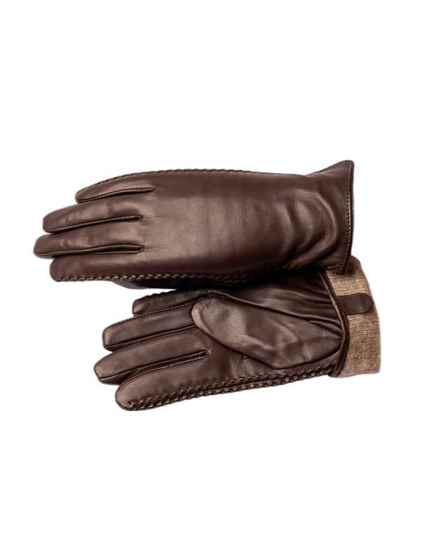 Moteriškos Rudos Natūralios Ožkos Odos Pirštinės Su Vilnoniu Pamušalu MOVZ12 1