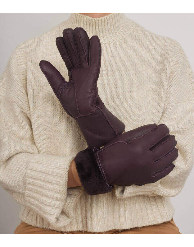 Purple Fur Gloves For Women MKP05