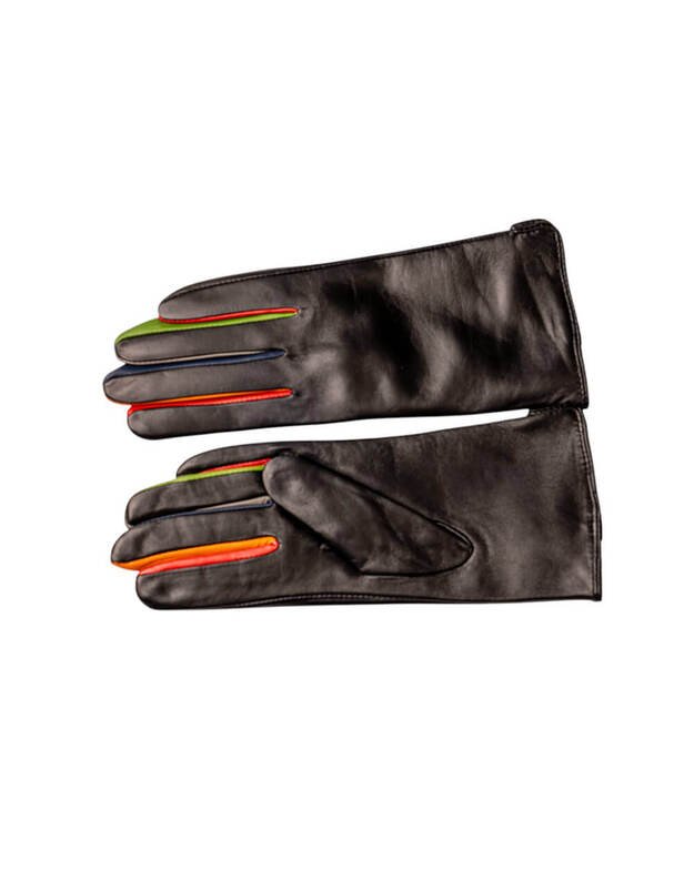 Moteriškos Juodos Natūralios Ožkos Odos Pirštinės Su Vilnoniu Pamušalu MOVZ05 1