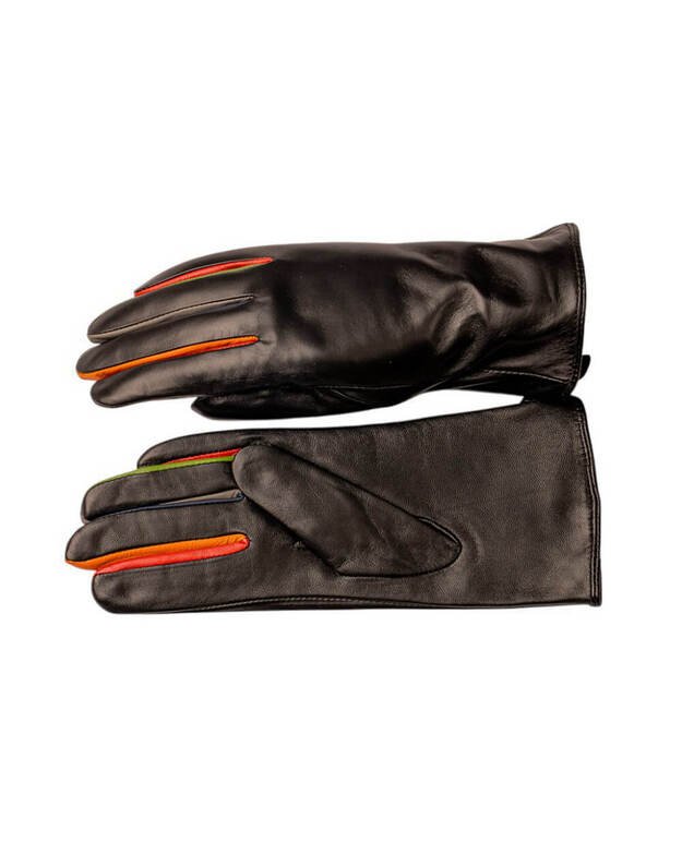 Moteriškos Juodos Natūralios Ožkos Odos Pirštinės Su Vilnoniu Pamušalu MOVZ05 2