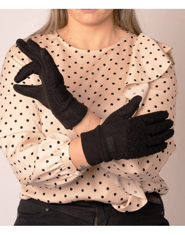 Moteriškos Juodos Pirštinės Su Pašiltinimu Liečiamam Ekranui MB344