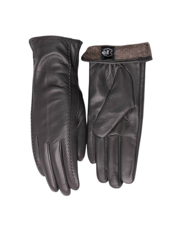 Moteriškos Pilkos Natūralios Ožkos Odos Pirštinės Su Vilnoniu Pamušalu MOVZ03 3