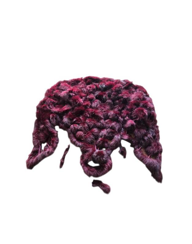 Natūralaus triušio kailio šalikas trikampio formos TRA3005 2