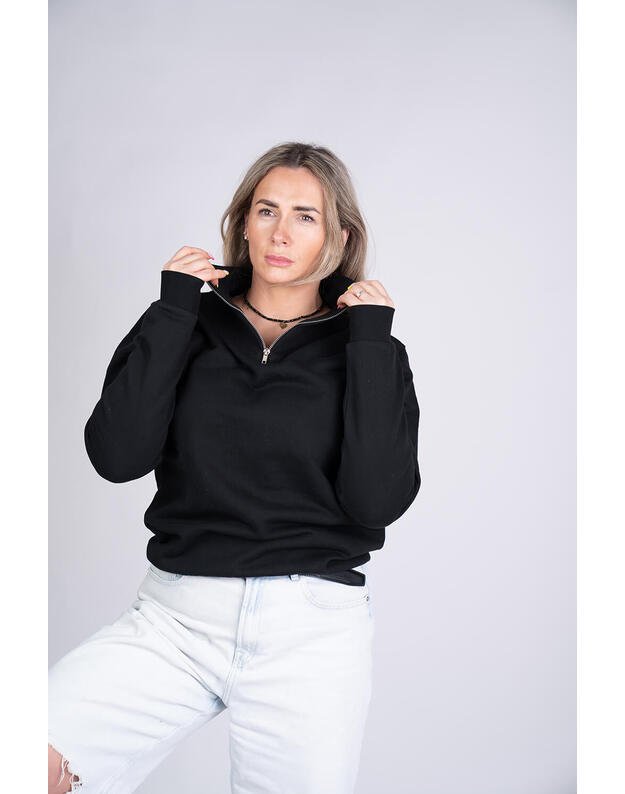 Bliuzonas Promodo su užtrauktuku, premium klasė, oversize, juodas MM020 1