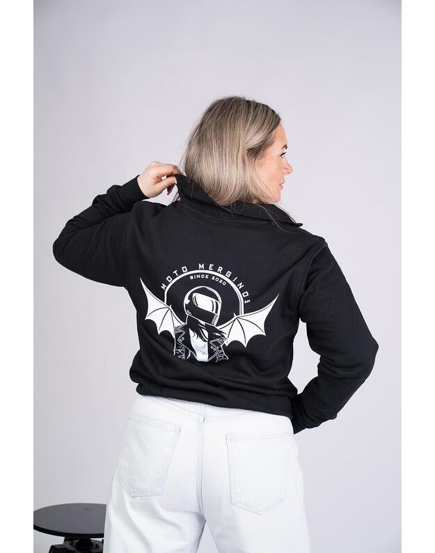 Bliuzonas Promodo su užtrauktuku, premium klasė, oversize, juodas MM020