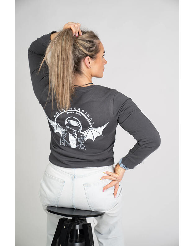 Megztinis be gobtuvo, moteriškas, pilkas MM028