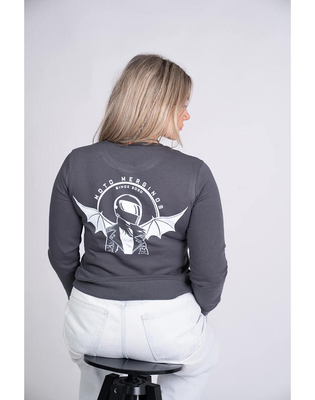 Megztinis be gobtuvo, moteriškas, pilkas MM028