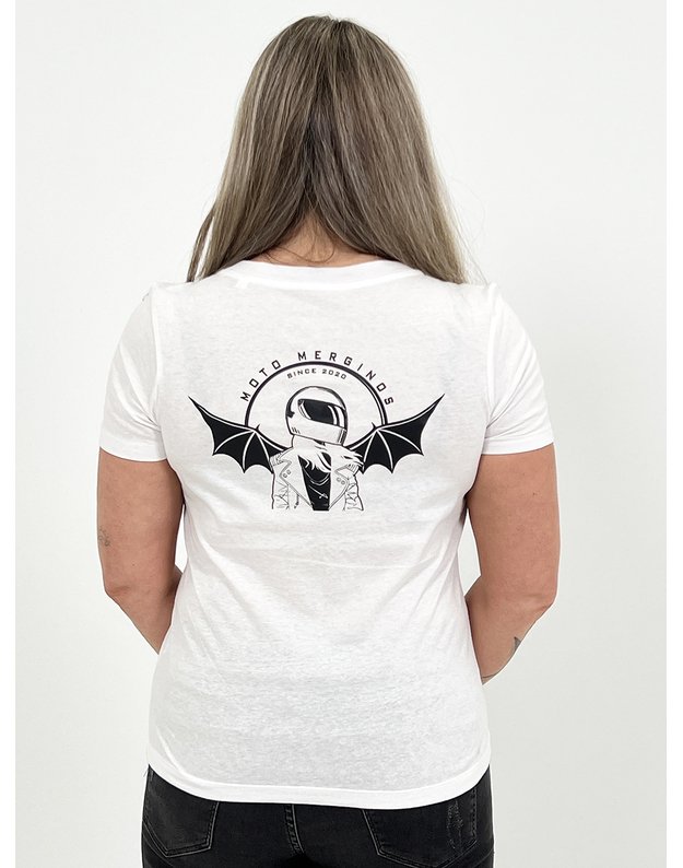 Moteriški marškinėliai V-Neck balti MM045