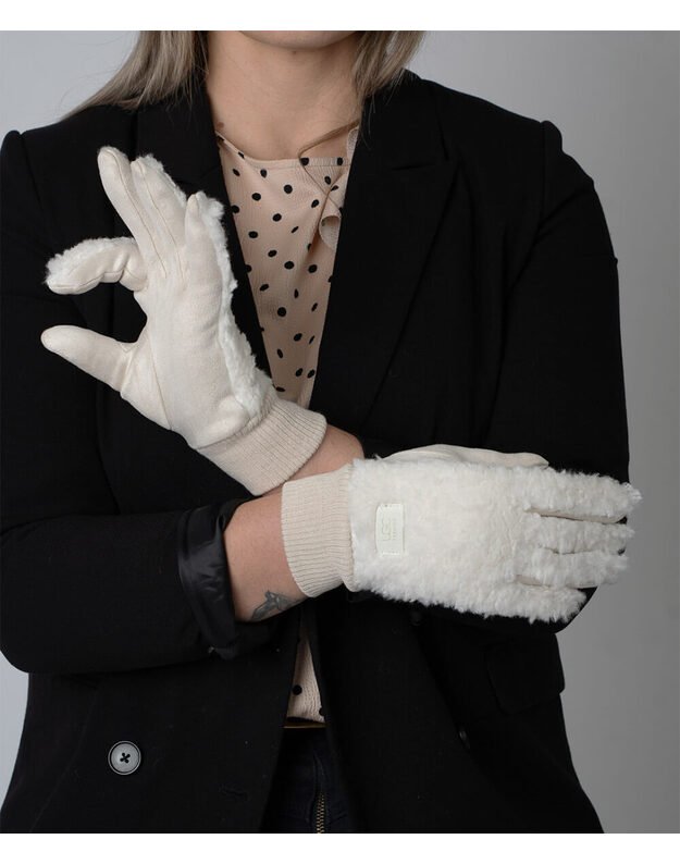 Moteriškos Baltos Pirštinės Su Pašiltinimu Liečiamam Ekranui MB330