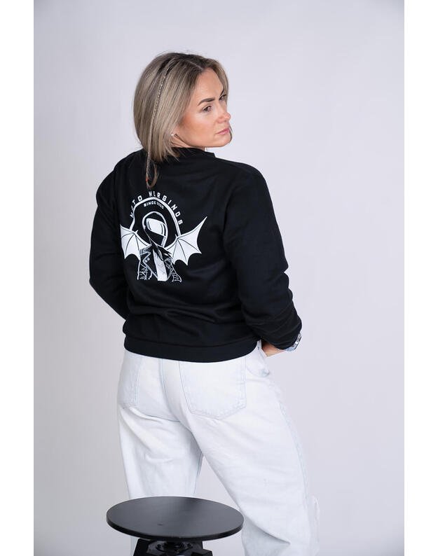 Megztinis be gobtuvo, oversize, juodas MM029