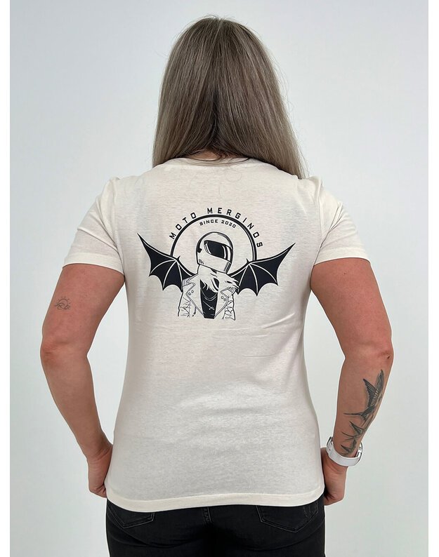 Moteriški marškinėliai V-Neck kreminės spavos MM046