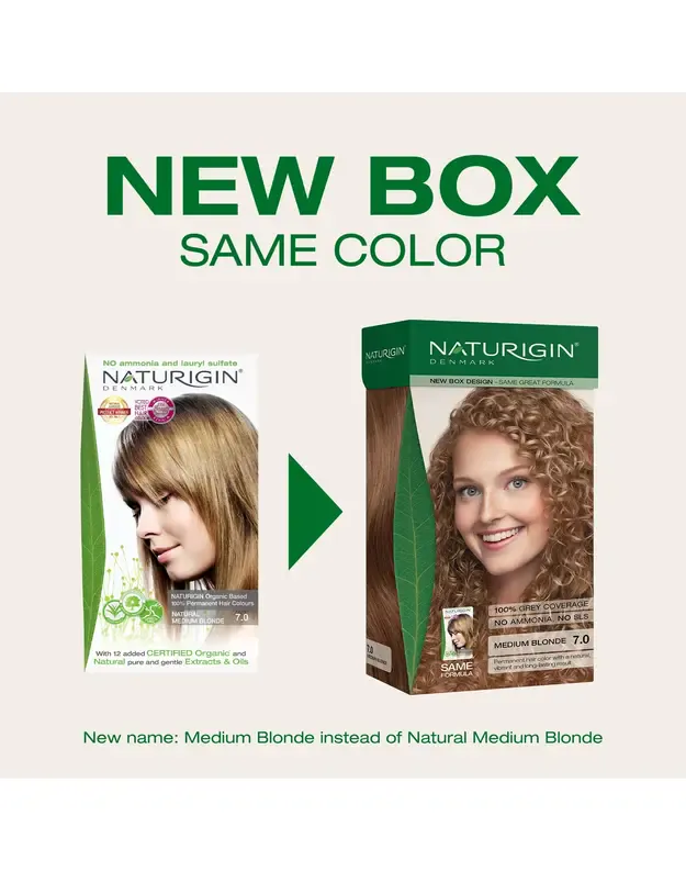NATURIGIN® - permanent hair dye without ammonia and parabens Natural Medium Blonde 7.0 1