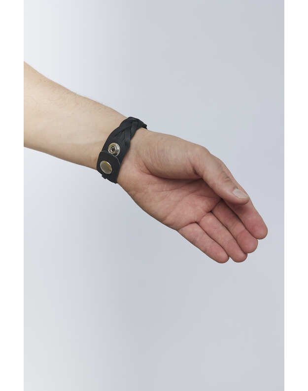 Unisex juoda odinė apyrankė APY08 2