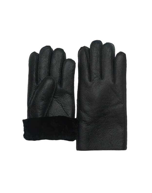 Vīriešu melni silti kažokādas cimdi VK71