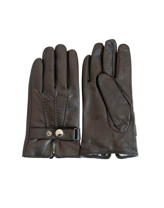 Black Goatskin Gloves For Men With Extra Wool Layer VOZ08 1