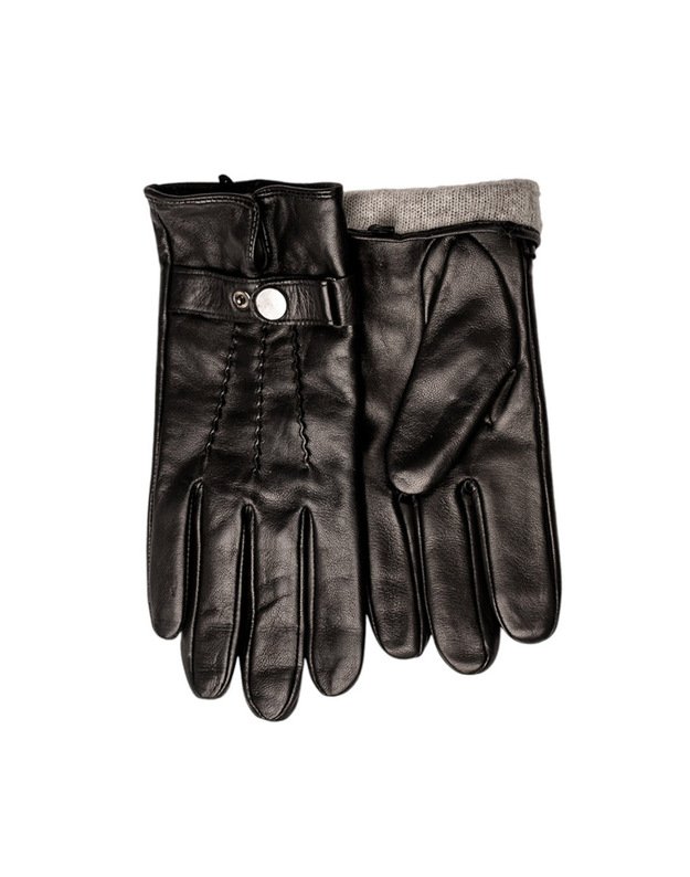 Black Goatskin Gloves For Men With Extra Wool Layer VOZ08