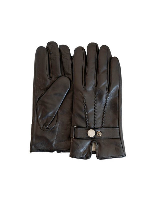 Black Goatskin Gloves For Men With Extra Wool Layer VOZ08 2