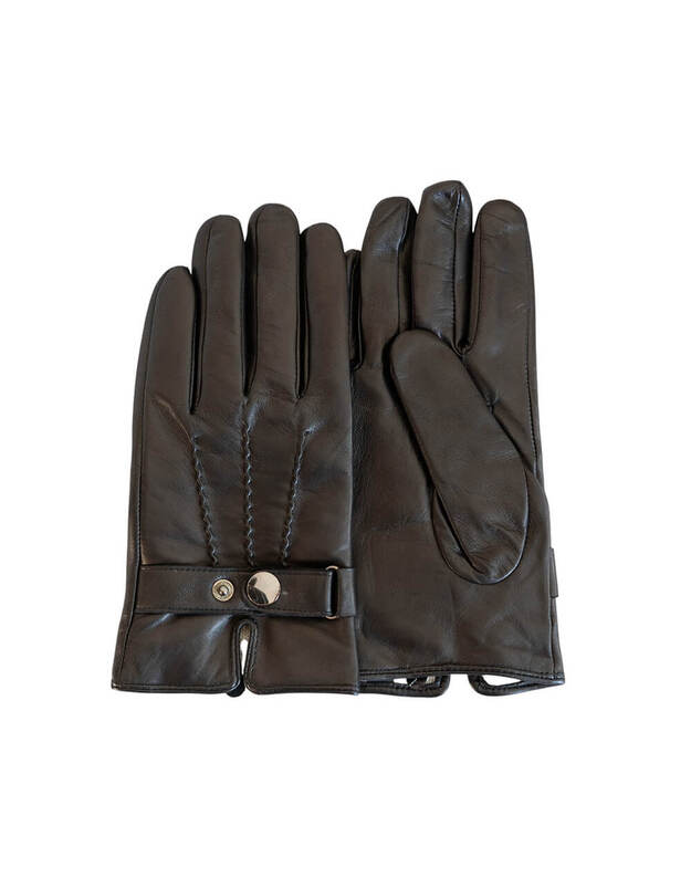 Black Goatskin Gloves For Men With Extra Wool Layer VOZ08 3